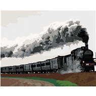 Black Steam Train, 40×50 cm, off canvas on frame - Painting by Numbers