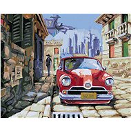 Red car, 40×50 cm, without frame and without canvas shut off - Painting by Numbers