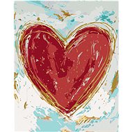 Red heart on coloured background (Haley Bush), 40×50 cm, unframed and without canvas shut off - Painting by Numbers
