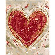 Red Heart on Beige Background (Haley Bush), 80×100 cm, stretched canvas on frame - Painting by Numbers