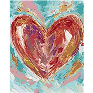 Red Heart on Green Background II (Haley Bush), 80×100 cm, stretched canvas on frame - Painting by Numbers