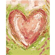 Red Heart on Green Background III (Haley Bush), 40×50 cm, stretched canvas on frame - Painting by Numbers