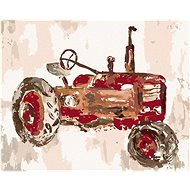 Red Tractor (Haley Bush), 40×50 cm, off canvas on frame - Painting by Numbers