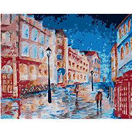 Rainy Day in a London Alley, 80×100 cm, unframed and without canvas shut off - Painting by Numbers