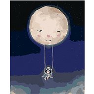 Girl Swinging on the Moon, 40×50 cm, stretched canvas on frame - Painting by Numbers