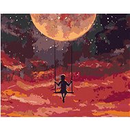 Girl Swinging in Space, 80×100 cm, without frame and without canvas shut off - Painting by Numbers