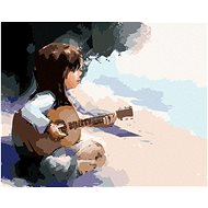Girl playing guitar, 80×100 cm, stretched canvas on frame - Painting by Numbers