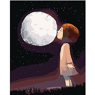 Girl kissing the moon, 40×50 cm, without frame and without shutting off the canvas - Painting by Numbers
