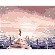Girl on a Pier, 80×100 cm, stretched canvas on frame - Painting by Numbers