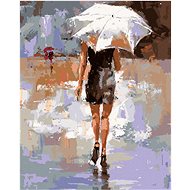 Girl with a white umbrella, 80×100 cm, without frame and without canvas shut off - Painting by Numbers