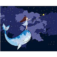 Girl with a Whale in the Night Sky, 80×100 cm, without frame and without canvas shut off - Painting by Numbers