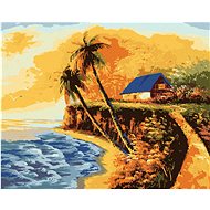 House on the coast, 40×50 cm, without frame and without canvas shut off - Painting by Numbers