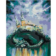Dragon sleeping under lock and key, 80×100 cm, without frame and without shutting off the canvas - Painting by Numbers