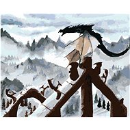 Dragon in the Mountains, 40×50 cm, stretched canvas on frame - Painting by Numbers