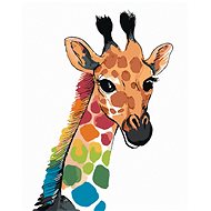 Rainbow Giraffe, 80×100 cm, stretched canvas on frame - Painting by Numbers