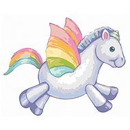 Rainbow plush unicorn II (Sue Ellen Brown), 80×100 cm, without frame and without canvas off - Painting by Numbers