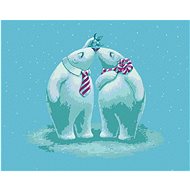 Two Bears Under Mistletoe (Sue Ellen Brown), 40×50 cm, stretched canvas on frame - Painting by Numbers