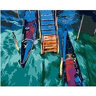 Two gondolas in a Venetian canal, 40×50 cm, stretched canvas on frame - Painting by Numbers