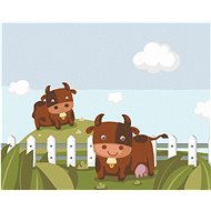 Two cows in a pasture, 40×50 cm, stretched canvas on frame - Painting by Numbers