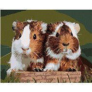 Two loving guinea pigs, 40×50 cm, stretched canvas on frame - Painting by Numbers