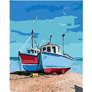 Two fishing boats, 80×100 cm, without frame and without canvas shut off - Painting by Numbers