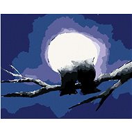 Two Owls and a Shining Moon, 40×50 cm, stretched canvas on frame - Painting by Numbers