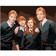 Fred, George, Ron and Ginny Weasley (Harry Potter), 40×50 cm, unframed and without canvas - Painting by Numbers