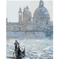 Gondola on the Venetian canal, 80×100 cm, without frame and without canvas shut off - Painting by Numbers