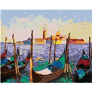 Gondolas in Venice, 80×100 cm, off canvas on frame - Painting by Numbers