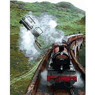 Harry Potter hanging from a flying car and the Hogwarts Express - Painting by Numbers