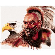 Indian and Eagle, 40×50 cm, without frame and without canvas shut off - Painting by Numbers