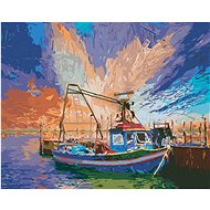 Italian Fishing Boat in Italy, 80×100 cm, without frame and without canvas shut off - Painting by Numbers