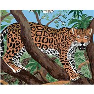 Jaguar on a branch, 40×50 cm, canvas on frame - Painting by Numbers