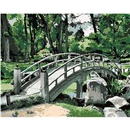 Japan bridge by the forest, 40×50 cm, stretched canvas on frame - Painting by Numbers