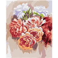 Spring Peonies, 40×50 cm, without frame and without shutting off the canvas - Painting by Numbers