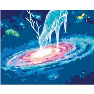 Deer and galaxies, 40×50 cm, without frame and without canvas shut off - Painting by Numbers