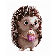 Hedgehog and cupcake, 40×50 cm, stretched canvas on frame - Painting by Numbers