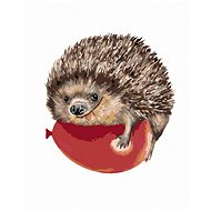 Hedgehog and red balloon, 40×50 cm, without frame and without canvas shut off - Painting by Numbers