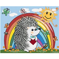 Hedgehog and Rainbow, 80×100 cm, without frame and without canvas shut off - Painting by Numbers
