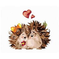 Hedgehog and his girl, 40×50 cm, without frame and without canvas shut off - Painting by Numbers