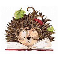 Hedgehog reading a book, 80×100 cm, without frame and without turning off the canvas - Painting by Numbers