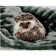 Hedgehog on a green blanket, 40×50 cm, without frame and without canvas shut off - Painting by Numbers