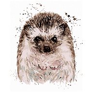 Hedgehog with white background, 40×50 cm, without frame and without canvas shut off - Painting by Numbers
