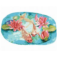 Carp among Lotuses, 40×50 cm, stretched canvas on frame - Painting by Numbers