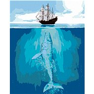 Humpback whale attacking a fishing boat, 80×100 cm, stretched canvas on frame - Painting by Numbers