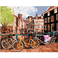 Bicycles in Amsterdam, 80×100 cm, without frame and without canvas shut off - Painting by Numbers