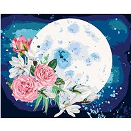 Composition with the moon and a bouquet of magnolias, 80×100 cm, stretched canvas on frame - Painting by Numbers