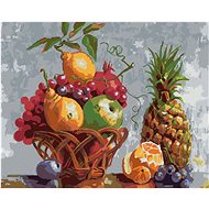 Basket full of fruit, 80×100 cm, without frame and without canvas shut off - Painting by Numbers
