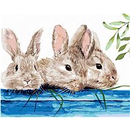 Rabbits at the fence, 80×100 cm, without frame and without canvas shut off - Painting by Numbers