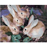 Rabbit group, 40×50 cm, without frame and without canvas shutdown - Painting by Numbers